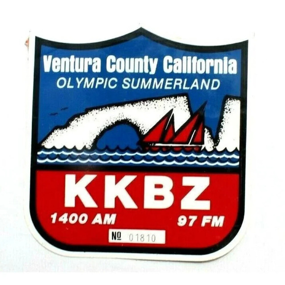 VTG 1982 Ventura County California Olympic Summerland KKBZ 1400 AM 97 FM Sticker - Picture 1 of 2